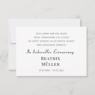 Erinnerung Modern Elegant Simple Chic  Dankeskarte Bedankkaart