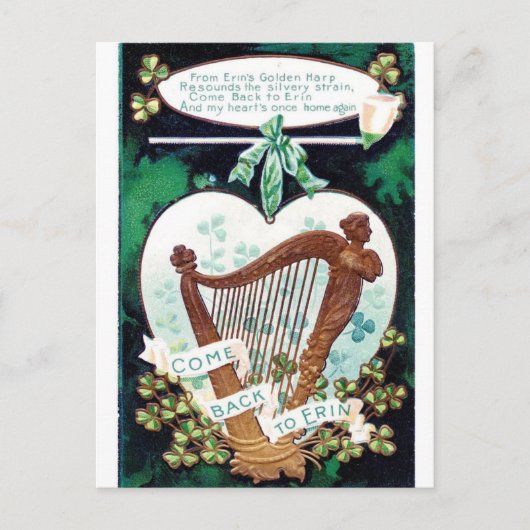 Erin's Golden Harp St Patricks Day Briefkaart (Voorkant)