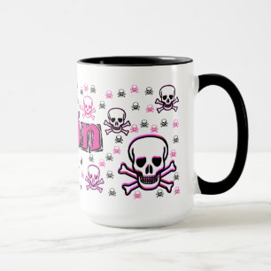 Erin's Roze & Zwarte Skulls Mok