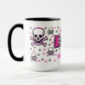Erin's Roze & Zwarte Skulls Mok (Links)