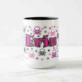 Erin's Roze & Zwarte Skulls Mok (Midden)