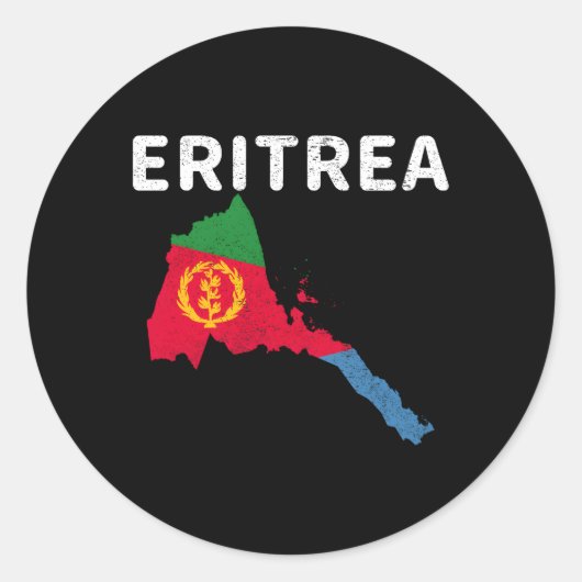 Eritrea Eritrea Kaart Vlag Afrika Gouden Olijftak Ronde Sticker (Voorkant)