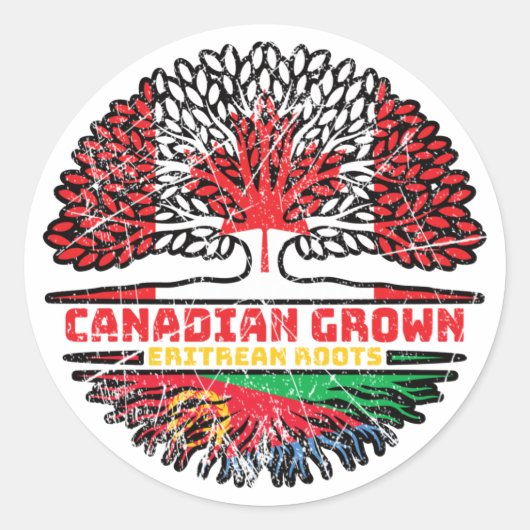 Eritrea Eritrees Canadese Canada Tree Roots Flag Ronde Sticker (Voorkant)
