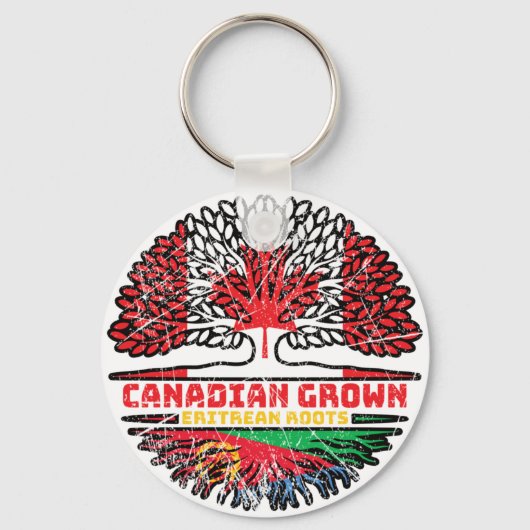 Eritrea Eritrees Canadese Canada Tree Roots Flag Sleutelhanger (Voorkant)