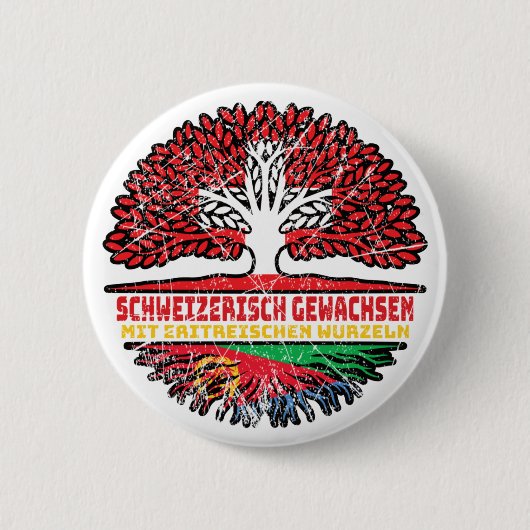 Eritrea Eritreisch Schweizer Schweiz Baum Wurzel Ronde Button 5,7 Cm (Voorkant)