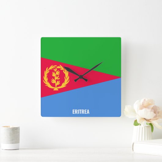 Eritrea Flag Dazzling Patriotic Vierkante Klok (Huis)