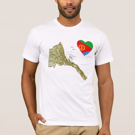 Eritrea Flag Heart en Map T-Shirt (Voorkant)