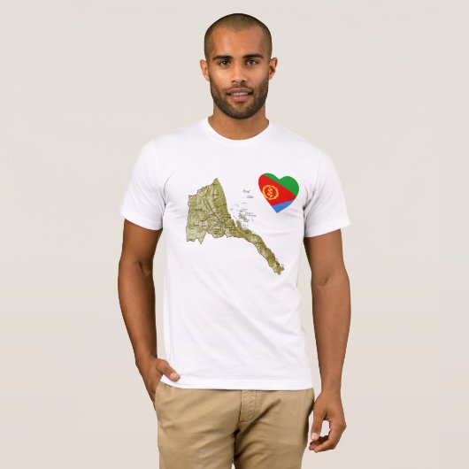 Eritrea Flag Heart en Map T-Shirt (Voorkant volledig)
