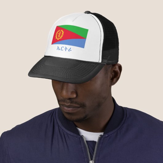 Eritrea Flag met naam in Tigrinya Trucker Pet (In situ)