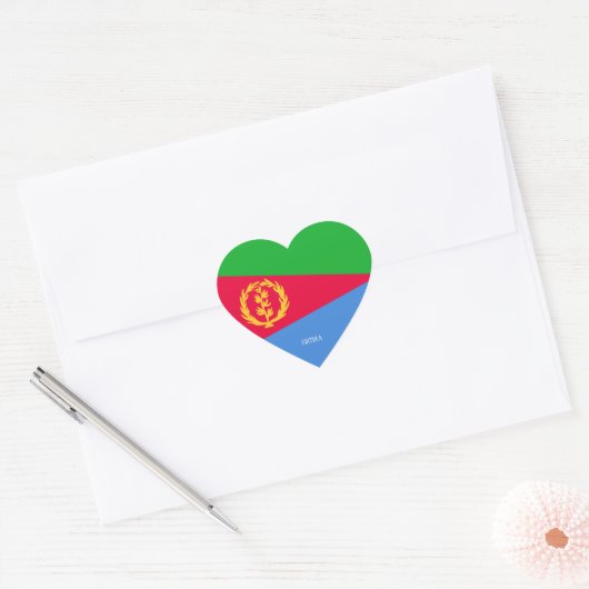 Eritrea Flag Splendid Patriotic Hart Sticker (Envelop)