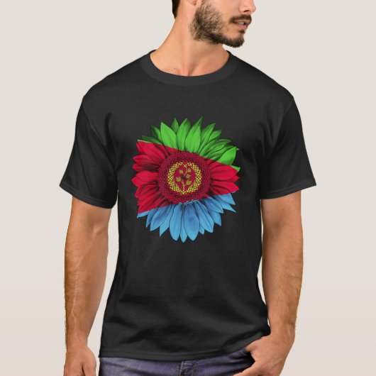 Eritrea Flag Sunflower Eritrean Roots Proud Patrio T-shirt (Voorkant)