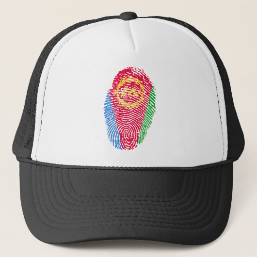 Eritrea Flag Vingerprint Land Pride Identiteit Trucker Pet (Voorkant)