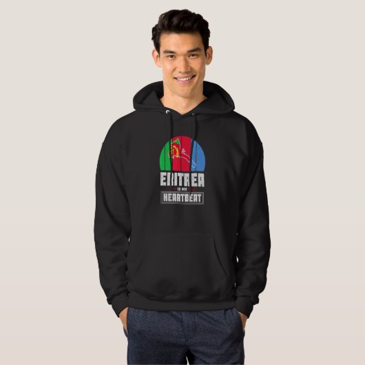 Eritrea is mijn hartslag liefde Eritrea - vlagplat Hoodie (Voorkant volledig)