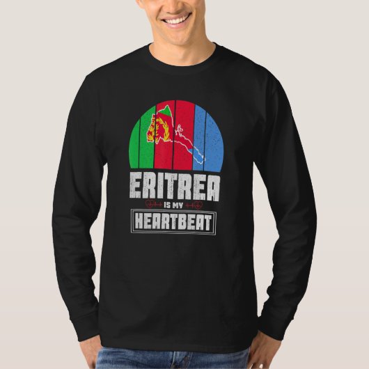Eritrea is mijn hartslag liefde Eritrea - vlagplat T-shirt (Voorkant)