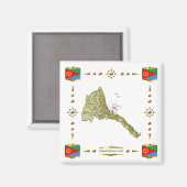 Eritrea Map + Flags Magnet (Voorkant / Achterkant)