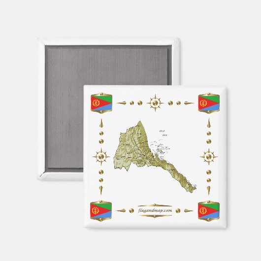 Eritrea Map + Flags Magnet (Voorkant / Achterkant)