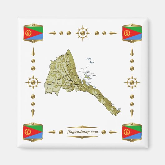 Eritrea Map + Flags Magnet (Voorkant)