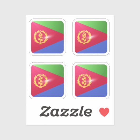 Eritrea vierkante glanzende vlag sticker (Vel)