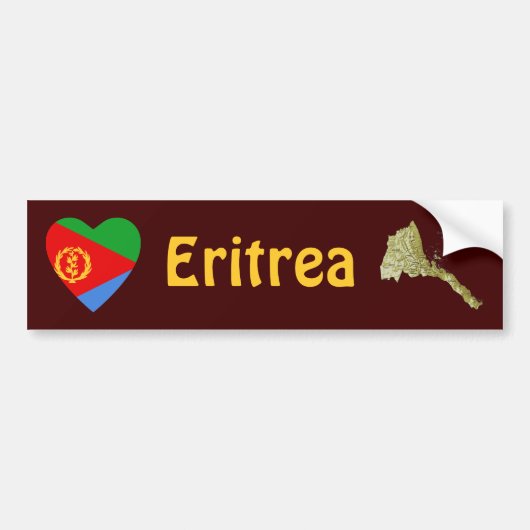 Eritrea Vlag Hart + Landkaart Bumpersticker (Voorkant)