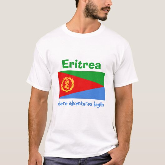 Eritrea Vlag + Kaart + Tekst T-shirt (Voorkant)
