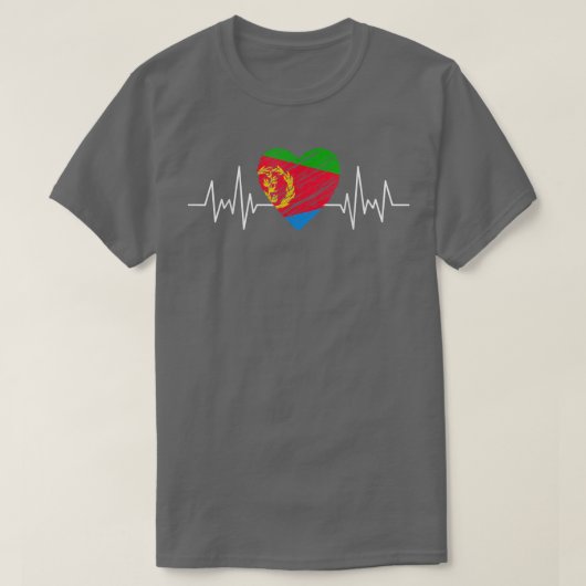 Eritrea vlag met hartslag geprikte grunge Eritrees T-shirt (Design voorkant)