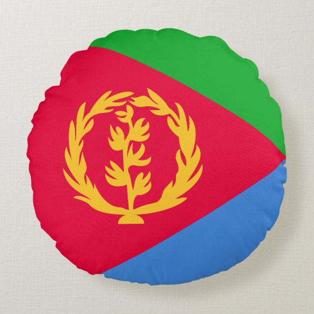 Eritrea Vlag Rond Kussen (Voorkant)