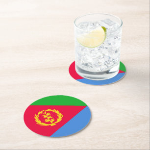 Eritreaanse vlag ronde kartonnen onderzetter