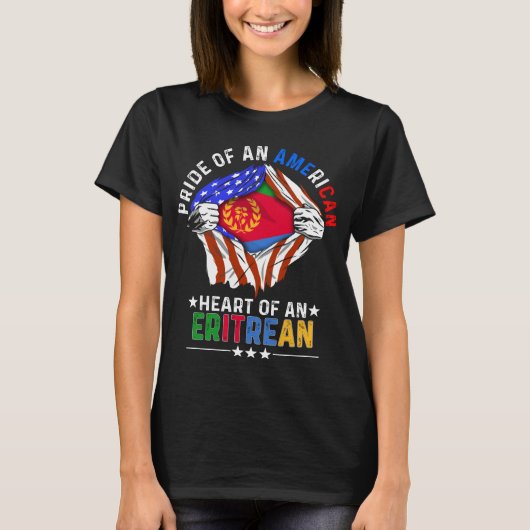 Eritrese Amerikaanse buitenlandse Eritrese vlag T-shirt (Voorkant)
