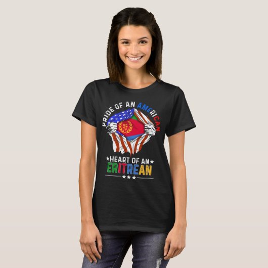 Eritrese Amerikaanse buitenlandse Eritrese vlag T-shirt (Voorkant volledig)