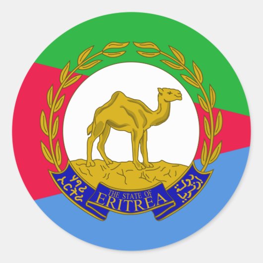 Eritrese Vlag & Nationaal embleem, Vlag van Eritre Ronde Sticker (Voorkant)