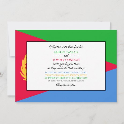 Eritrese vlag, vlag van Eritrea bruiloft Kaart (Voorkant)