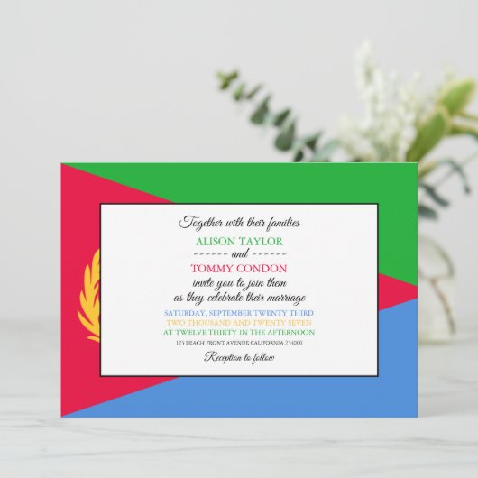 Eritrese vlag, vlag van Eritrea bruiloft Kaart (Staand voorkant)