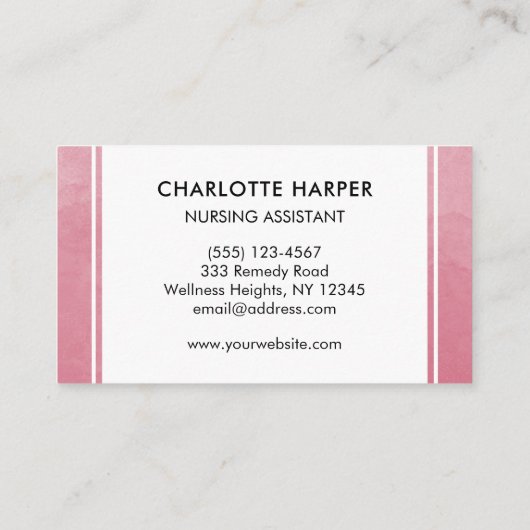 Erkend Medisch Verpleegkundig Assistent Roze Water Visitekaartje (Achterkant)