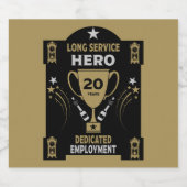 Erkenning lange dienst Twintig jaar Sparkling Wijnetiket (Enkel label)