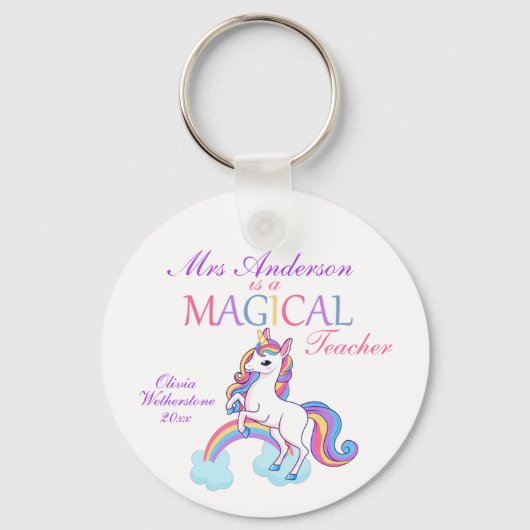 Erkenning van de Magical Unicorn Teacher Sleutelhanger (Voorkant)