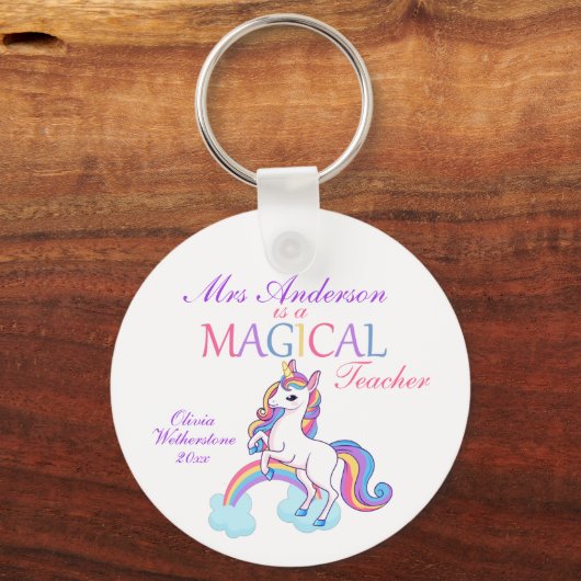 Erkenning van de Magical Unicorn Teacher Sleutelhanger (Voorkant)