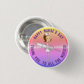 Erkenning Verpleegster's Day Roze Ronde Button 3,2 Cm (Voorkant /achterkant)