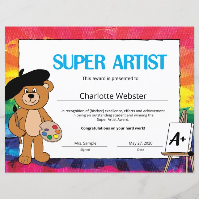 Erkenningscertificaten voor studenten van Super St (Voorkant)