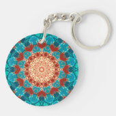 Erkenntelijkheid Aqua Teal Mandala Aangepaste Woor Sleutelhanger (Achterkant)