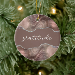 Erkentelijkheid Inspirerend Woord Taupe Zilver Aga Keramisch Ornament