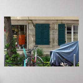 Erlangen ramen en fietsen in Duitsland Poster