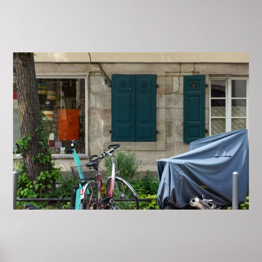 Erlangen ramen en fietsen in Duitsland Poster (Voorkant)