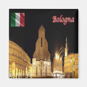 ERM001 BOLOGNA bij Nacht, Italië, Koelkast Magneet