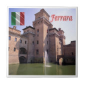 ERM006 FERRARA, het Uitzicht van de Kasteelbuitenk Tegeltje (Voorkant)
