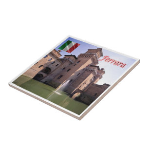 ERM006 FERRARA, het Uitzicht van de Kasteelbuitenk Tegeltje