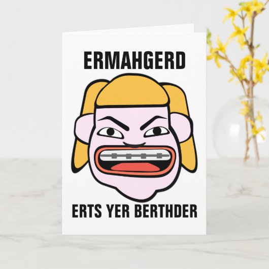 Ermahgerd Herper Verjaardag Kaart (Gele Bloem)