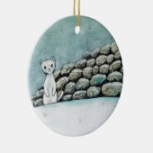 Ermine in de sneeuw keramisch ornament (Rechts)