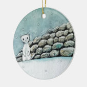Ermine in de sneeuw keramisch ornament (Links)