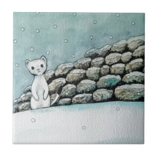 Ermine in de sneeuw tegeltje