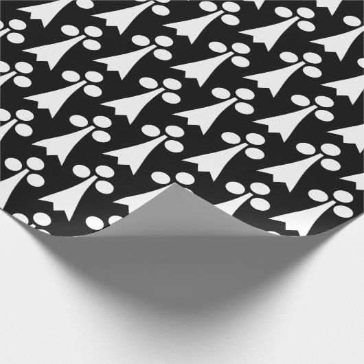 Ermine Pattern, Middeleeuws Patroon, Wit op Zwart Cadeaupapier (Hoek)